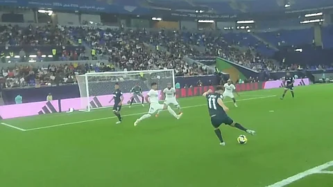 The scene from the referee's camera