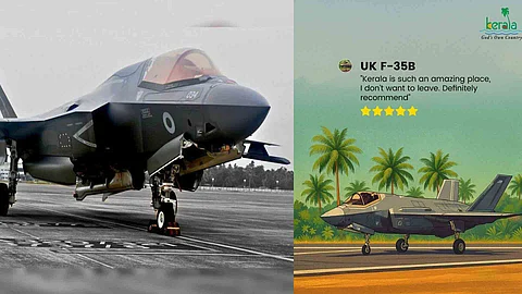 Kerala Tourism Department makes British fighter plane f 35 the subject of tourism advertisement