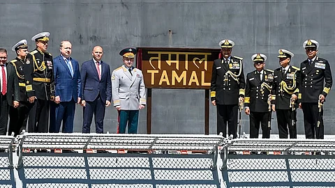 commissioning ceremony of Indian Navy's Russian-manufactured guided missile frigate 'INS Tamal'