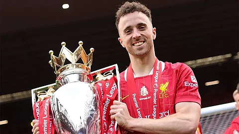 Diogo Jota with Premier League title