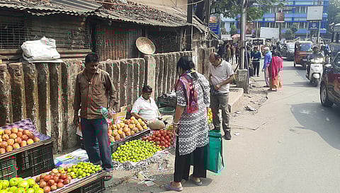occupying the sidewalk