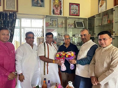 दिलीप घोष के घर पर मौजूद मंगल पांडेय, सुनील बंसल, ज्योतिर्मय सिंह महतो व सुकांत मजूमदार