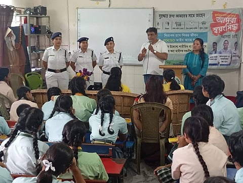 Police personnel creating awareness