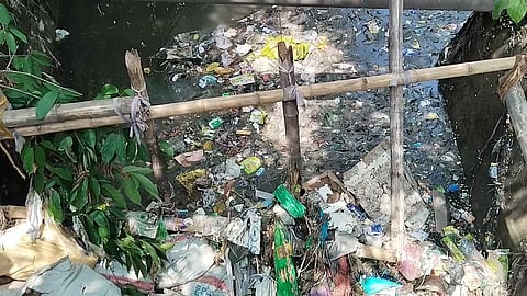 Drain clogged with garbage