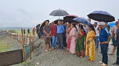 Mayor inspecting the area