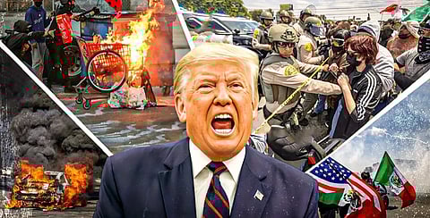 मेक्सिकन झंडा, आंसू गैस और नारेबाजी... इमिग्रेशन पर उबल रहा अमेरिकी शहर Los Angeles