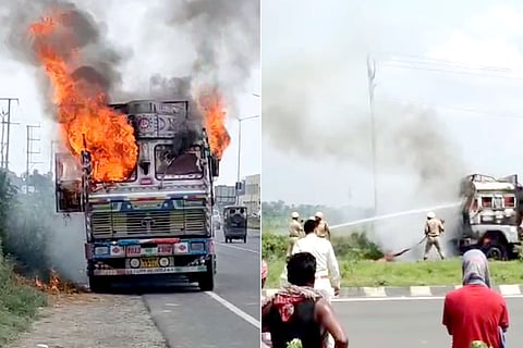 कृष्णनगर में ट्रक ने छात्रा को कुचला, भीड़ ने वाहन में लगा दी आग