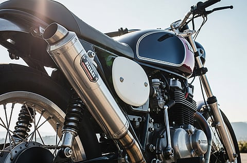 motorcycle with a modified silencer