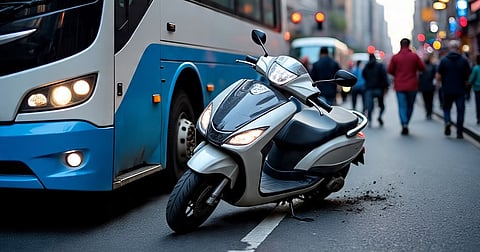 Scooter rider dies after being hit by a government bus!
