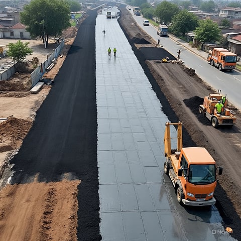 Construction of Nadia's first plastic-mixed road begins