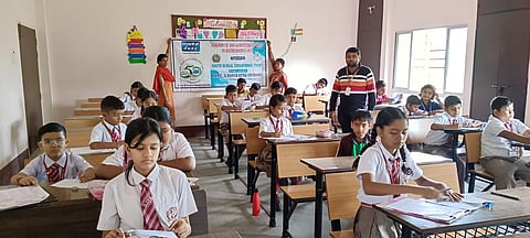 Students giving exam