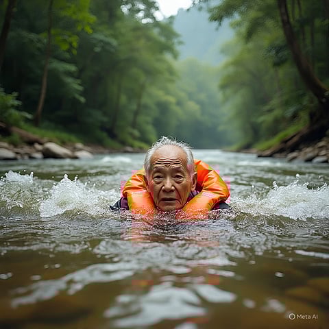 नदी के तेज बहाव में बुजुर्ग लापता