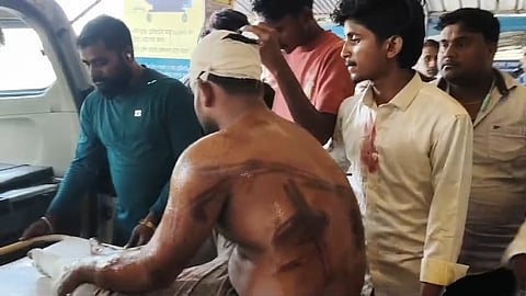 A young man was brutally beaten after entering the TMC party office in Naihati.
