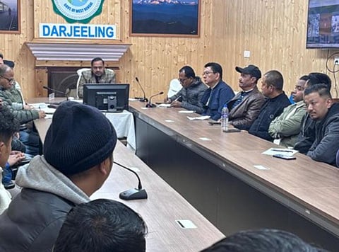Administrative meeting with mountain drivers in Darjeeling