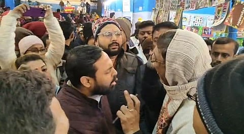 Protest against the sale of Bangladeshi books at the Shyamnagar book fair.