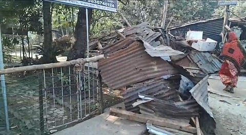 Barasat: Bulldozers demolished shops in the darkness of the night.