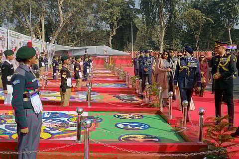 The Chief of the Indian Air Force inspected the Republic Day camp.