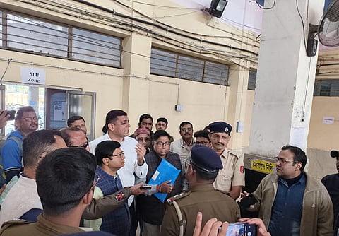 BJP and CPI(M) staged massive protests against the Election Commission and the administration in Barrackpore industrial area.