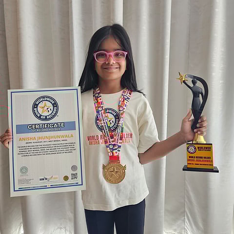 8 साल की अनिशा झुनझुनवाला ने बनाया वर्ल्ड रिकॉर्ड