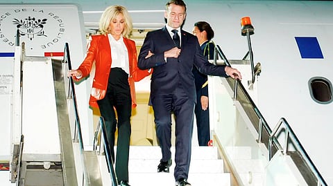 French President Macron arrives in Mumbai