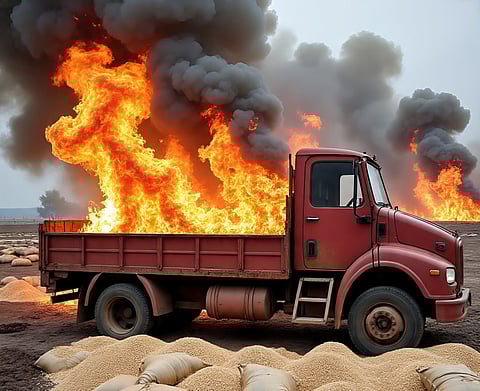 Huge fire in factory warehouse, fire brigade did not arrive even after 2 hours!