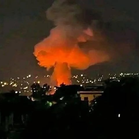 पाकिस्तान के हवाई हमले के बाद का दृश्य।