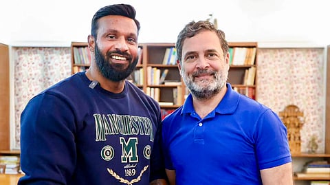 जिम संचालक दीपक कुमार के साथ राहुल गांधी।