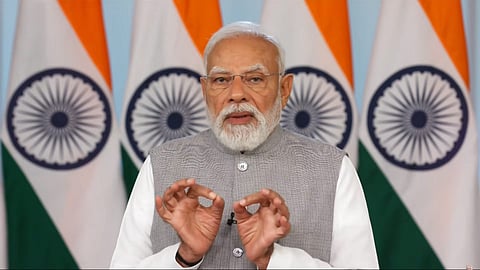 वेबिनार को संबोधित करते हुए प्रधानमंत्री नरेंद्र मोदी।