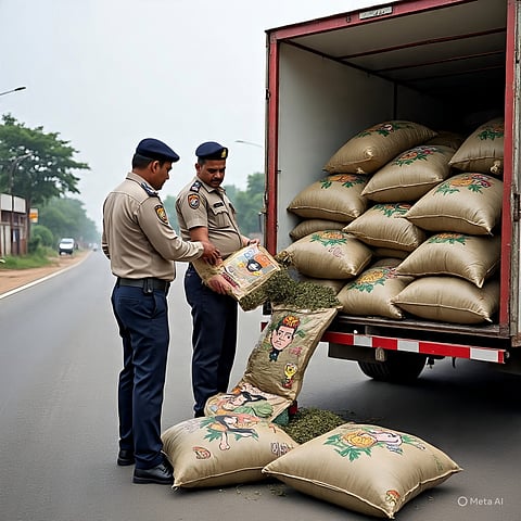 Ganja worth Rs 20 lakh was hidden under empty bottles in Amdanga, a Rajasthan smuggler arrest