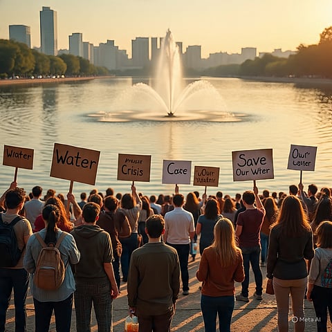 सुखोबृष्टि में पानी संकट पर रातभर प्रदर्शन