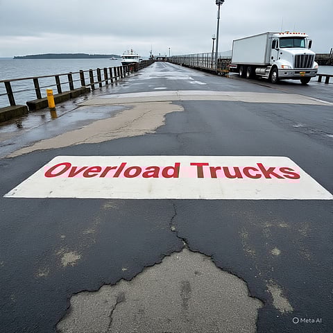 मिडिल स्ट्रेट-बाराटांग फेरी रैंप नुकसान, ओवरलोड ट्रकों पर चेतावनी