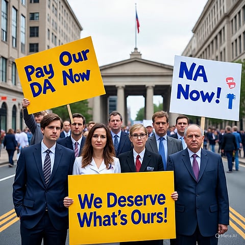 बकाया DA के भुगतान की मांग पर शिक्षकों ने की हड़ताल