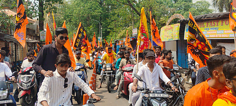 रामभक्तों की बाइक रैली से पट गया शहर