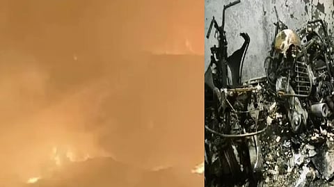 शुरुआती जांच में सामने आया कि आग इमारत के भूतल पर खड़े वाहनों में लगी थी
