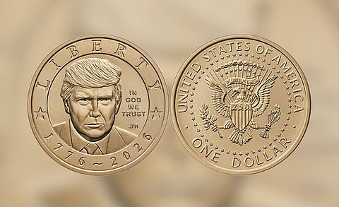 A one-dollar coin featuring Trump's image
