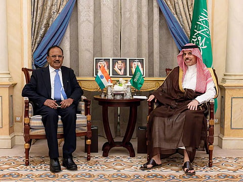 NSA Ajit Doval with Foreign Minister Prince Faisal bin Farhan