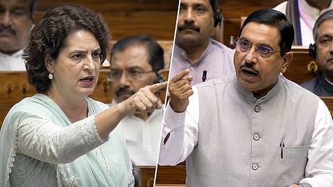 प्रियंका गांधी के बयान पर बवाल, प्रल्हाद जोशी बोले- झूठ फैलाने पर हो कार्रवाई