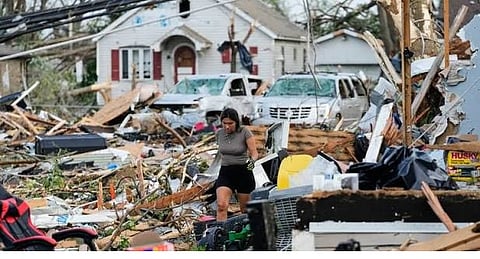 Havoc caused by a severe tornado in Wisconsin, USA
