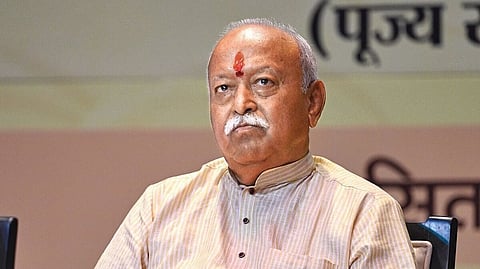 Bhagwat began his UK visit by visiting a temple and a gurudwara
