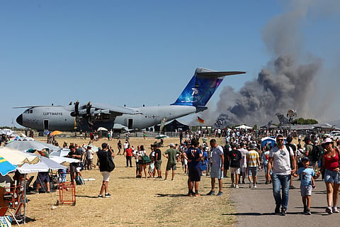 Fighter jet crashes during annual air show