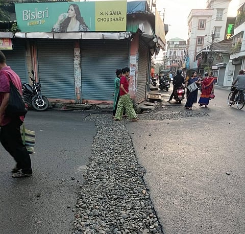 Road repairing work