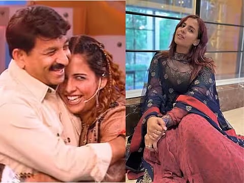 पिता मनोज तिवारी के साथ रीति तिवारी।