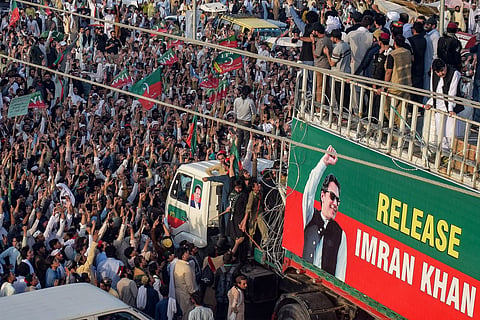 Thousands of supporters took out a march demanding Imran's release