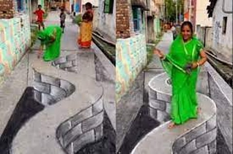 बंगाल की महिला अद्भुत 3डी आर्ट वर्क से छायी सोशल मीडिया पर