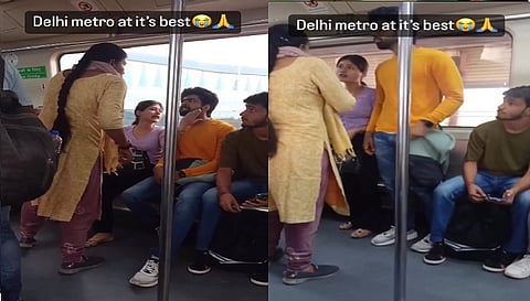 दिल्ली मेट्रो में कपल के ‘पागल’ बोलते ही भिड़ गई महिला, किया जमकर बवाल