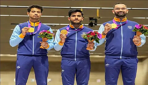 50 मीटर राइफल थ्री पोजीशन में स्वप्निल,ऐश्वर्य प्रताप सिंह और अखिल ने जीता गोल्ड