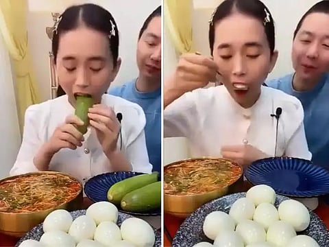तीन मिनट में 15 अंडे, 3 खीरे और ना जाने क्या-क्या चट कर गई ये लड़की
