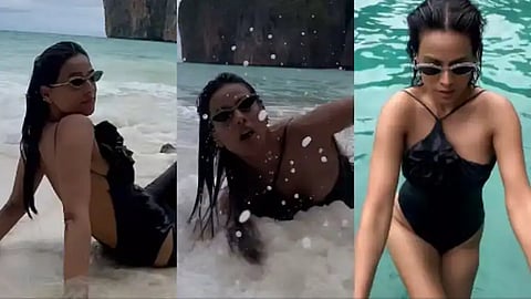 निया शर्मा का वायरल वीडियो, समुद्र किनारे हुआ हादसा