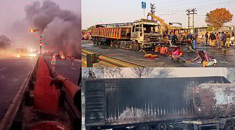 जयपुर-अजमेर हाईवे पर टैंकर ब्लास्ट का भयावह दृश्य !