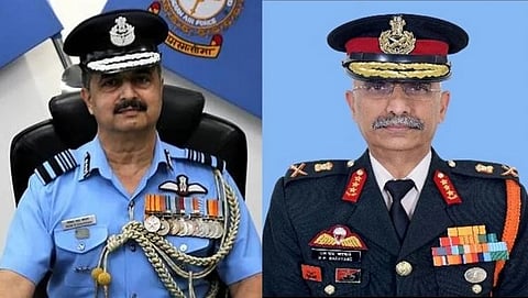 Air Chief Marshal VR Chaudhary and Army Chief General Manoj Naravane.